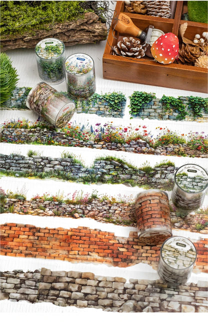 2 Roll PET Tape Green Field Flower Wall Series Sealing Stickers Album Diary Decoration Phone Case Sticker Notebook Accessories Beauty World Shop