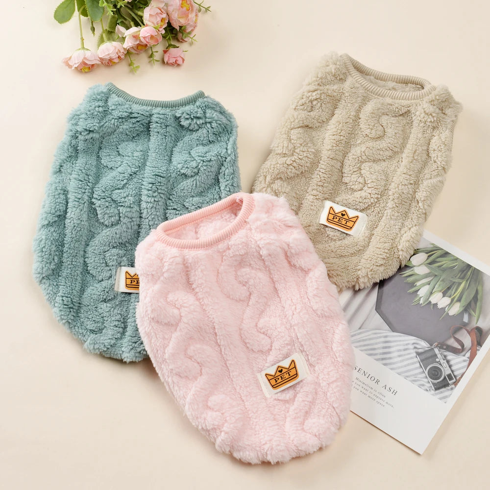 Fleece Warm Dog Cloth Sleeveless Soft Cozy Plush Vest Puppy Winter Overall for Small Medium Pet Sweatshirt  for Dog and Cat Beauty World Shop