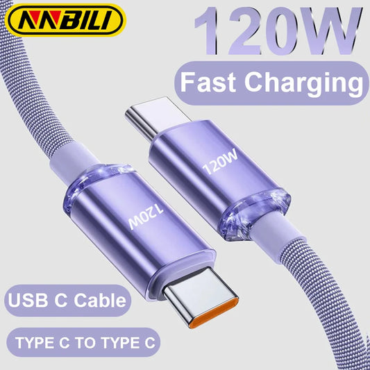 NNBILI NEW 120W USBA To Type C To USBC Cable For iPhone 15 16 17 series PD Fast Charging USB C Data Cord For Xiaomi OPPO Samsung Beauty World Shop