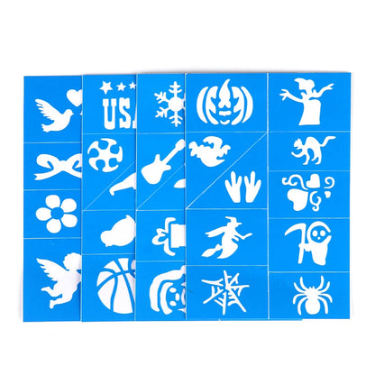 Halloween Face Kids Tattoos Templates Painted Stencils Glitter Airbrush Child Face Paint Tattoos Stencil (Random Patterns) Beauty World Shop