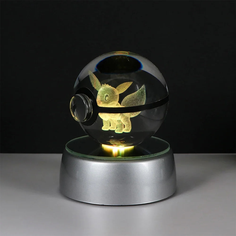 Pokemon Crystal Ball Pikachu Gengar Eevee Mewtwo Lacario Anime Game Pokeball Led Night Light Base Kids Birthday Gift Home Decor Beauty World Shop