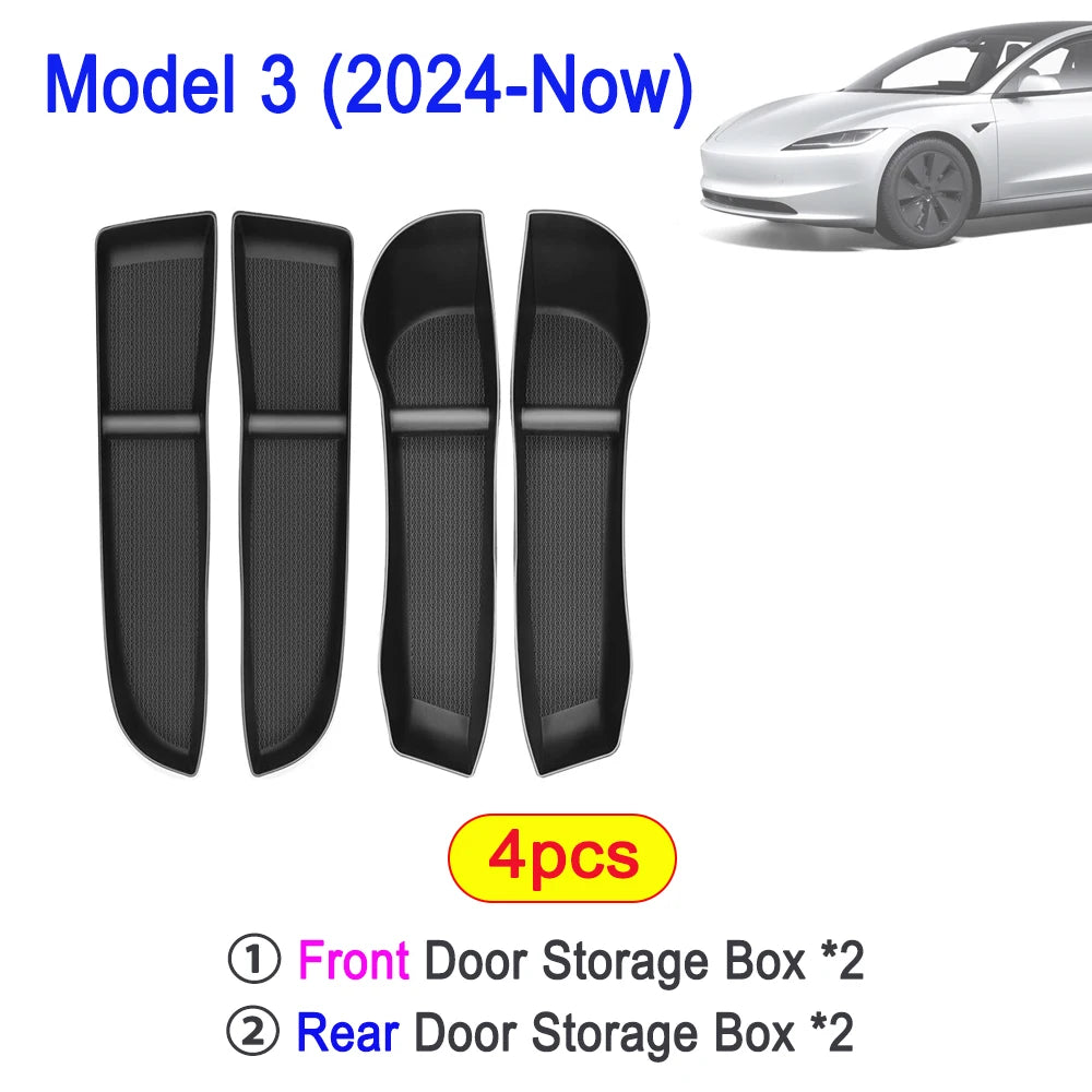 Door Side Storage Box Front Rear Door Handle Armrest Tray Organizer for Tesla Model 3 and Model Y Juniper 2025 Car Accessories Beauty World Shop