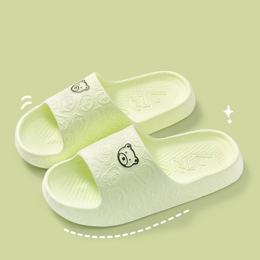 Fashion Women's Slippers Indoor Soft Sole Cartoon Bear Print Slides Bathroom EVA Indoor Men Summer Outdoor Cool Shoes Couple Beauty Fashion
