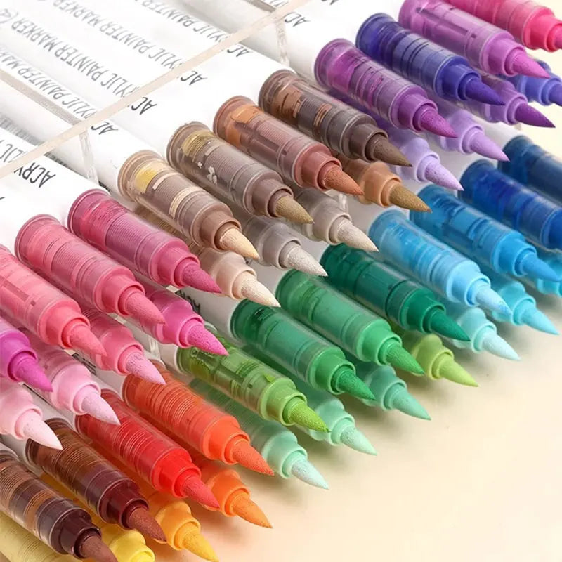 Languo 9pcs/box Soft Brush Acrylic Marker Pen Set，DIY Hand Drawn,Paint Art Markers pens,Student Graffiti Acrylic Paint Pens,M720 Beauty World Shop