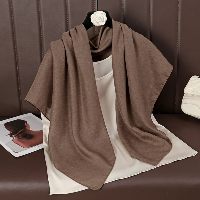 90*90cm Thin Soft Square Scarves for Women Simplicity Solid Color Cotton Linen Headscarf Muslim Female's Hijabs Bag Accessories Beauty World Shop