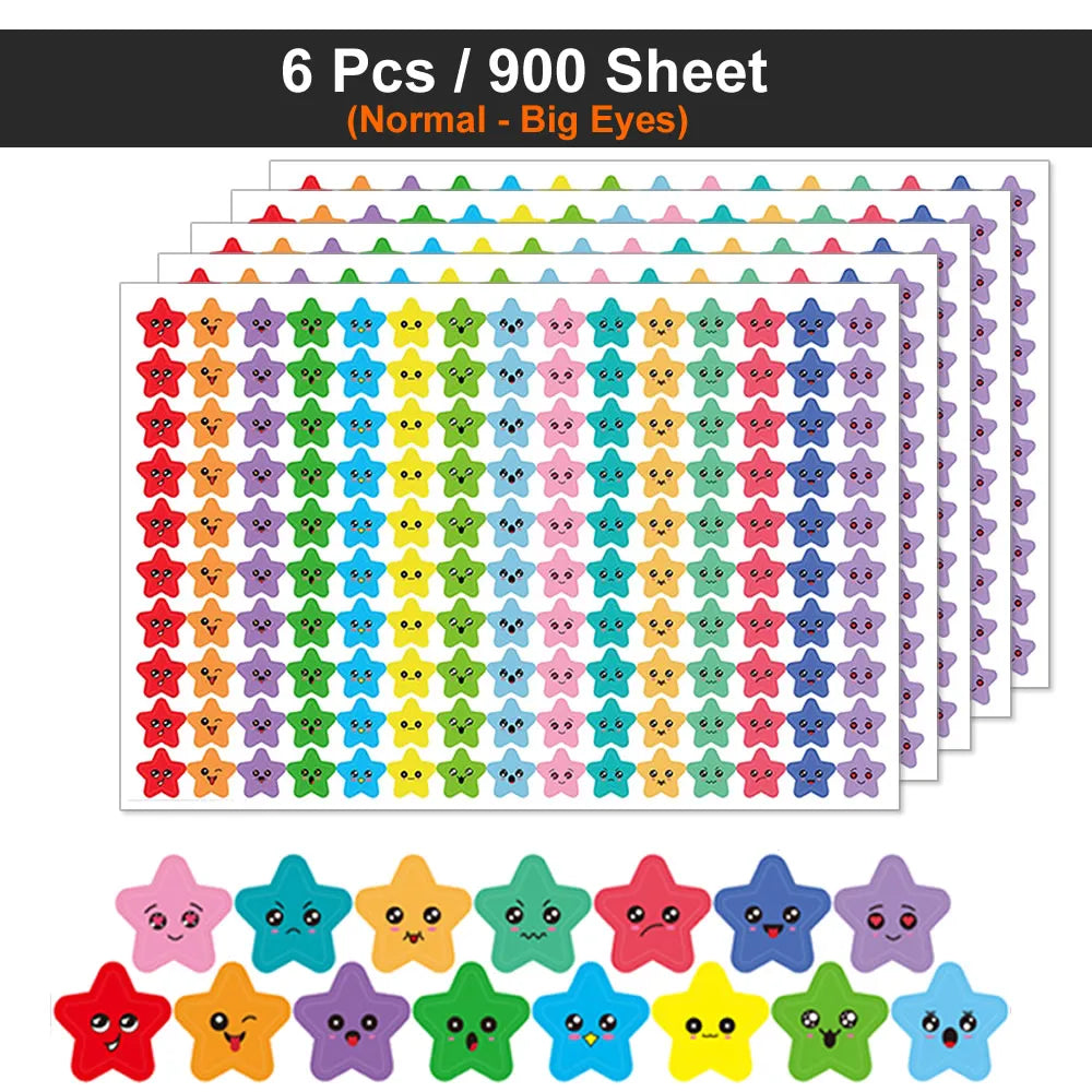 450-3000 Sheet Happy Face Stars Reward Sign Stickers Pack DIY Skateboard Suitcase Stationery Decals Decor Phone Laptop Gift Toys Beauty World Shop