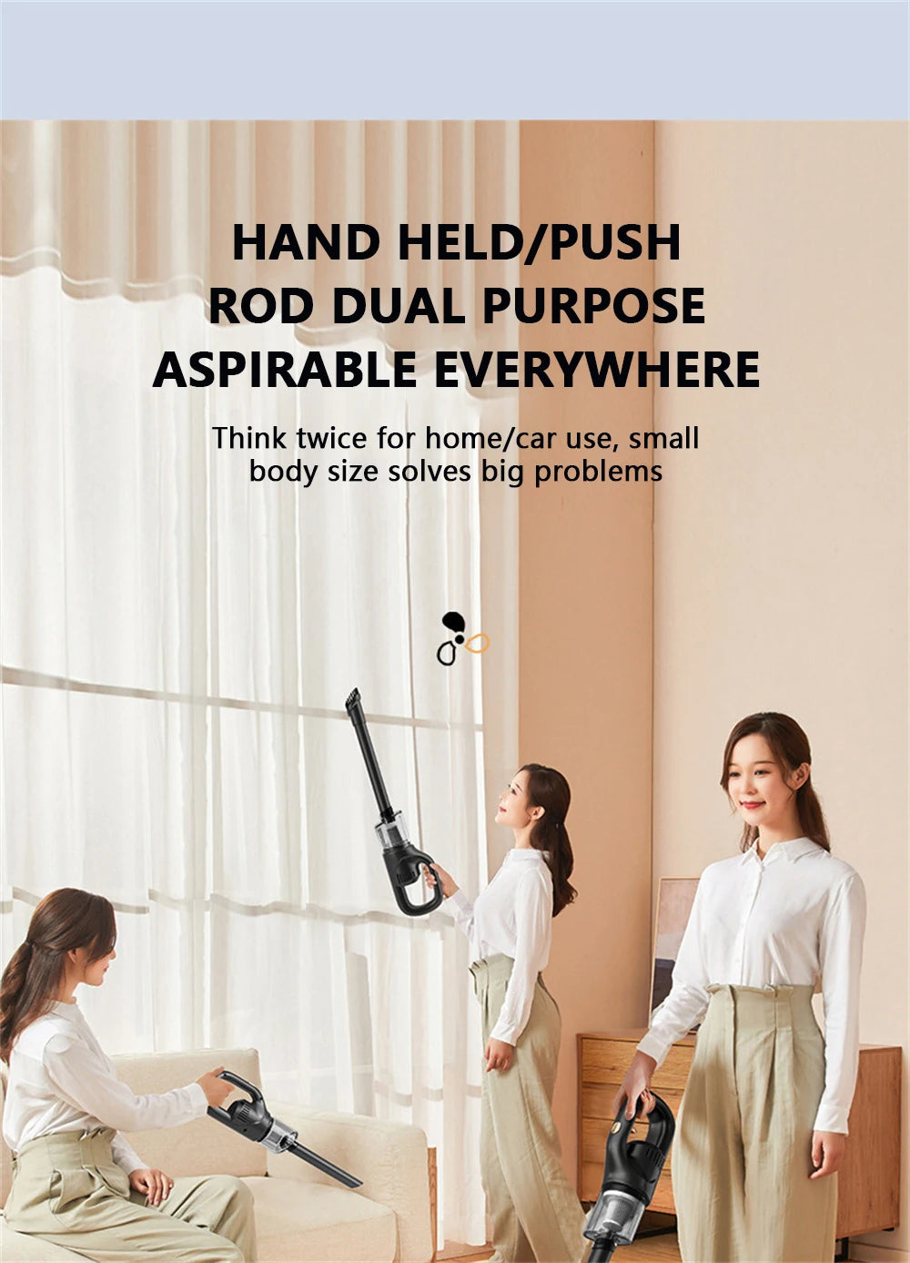 Wireless Handheld Vacuum Cleaner Cordless Handheld Chargeable Auto Vacuum for Home & Car & Pet Mini Vacuum Cleaner 50000Pa Beauty World Shop