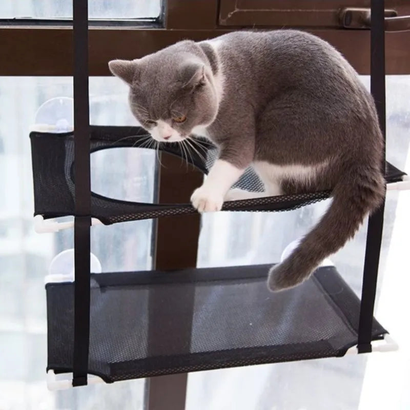 Cat Hammock Window Bed Kitten Sunny Seat Hanging Mount Beds Cat Sofa double-decker tunnels Suction Cup Wall Pet Hanging Winter Beauty World Shop