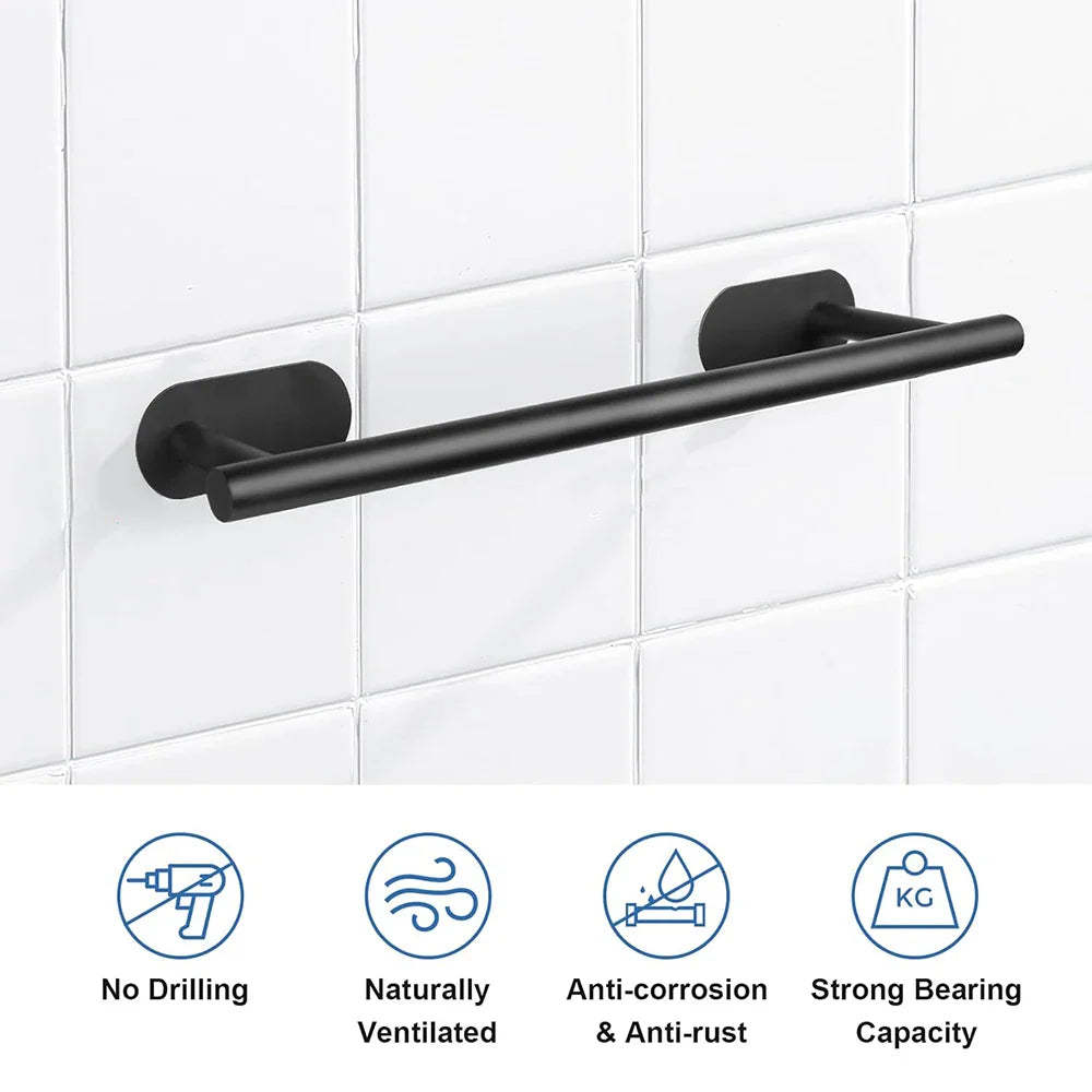 40cm Wall Hanging Towel Holder Stainless Steel Self Adhesive Towel Rail Without Drilling Towel Rack for Bathroom Kitchen Beauty Trend Shop