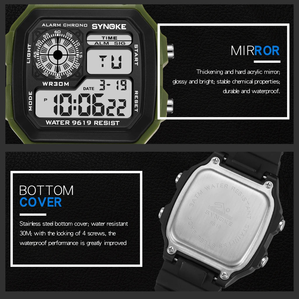 Synoke Outdoor Military Digital Watch For Men Fashion Retro Nylon Canvas Strap Sports Waterproof Watch Multifunctional Luminous Beauty World Shop