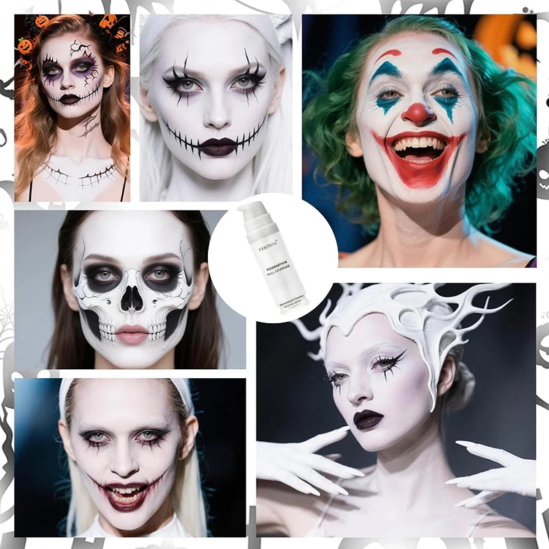 White Liquid Foundation, Full Coverage Heavy Duty Coverage, Creamy Liquid Formula for Goth Makeup, Cosplay, Long-Lasting Matte Beauty World Shop