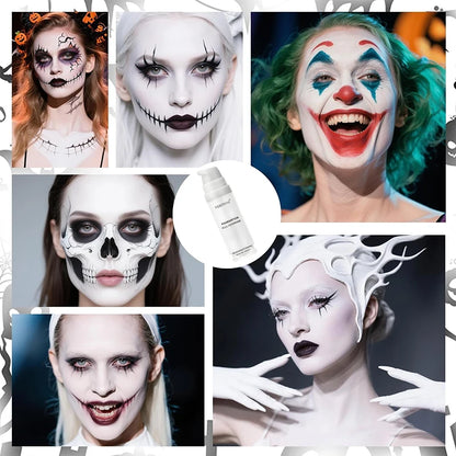 White Liquid Foundation, Full Coverage Heavy Duty Coverage, Creamy Liquid Formula for Goth Makeup, Cosplay, Long-Lasting Matte Beauty World Shop