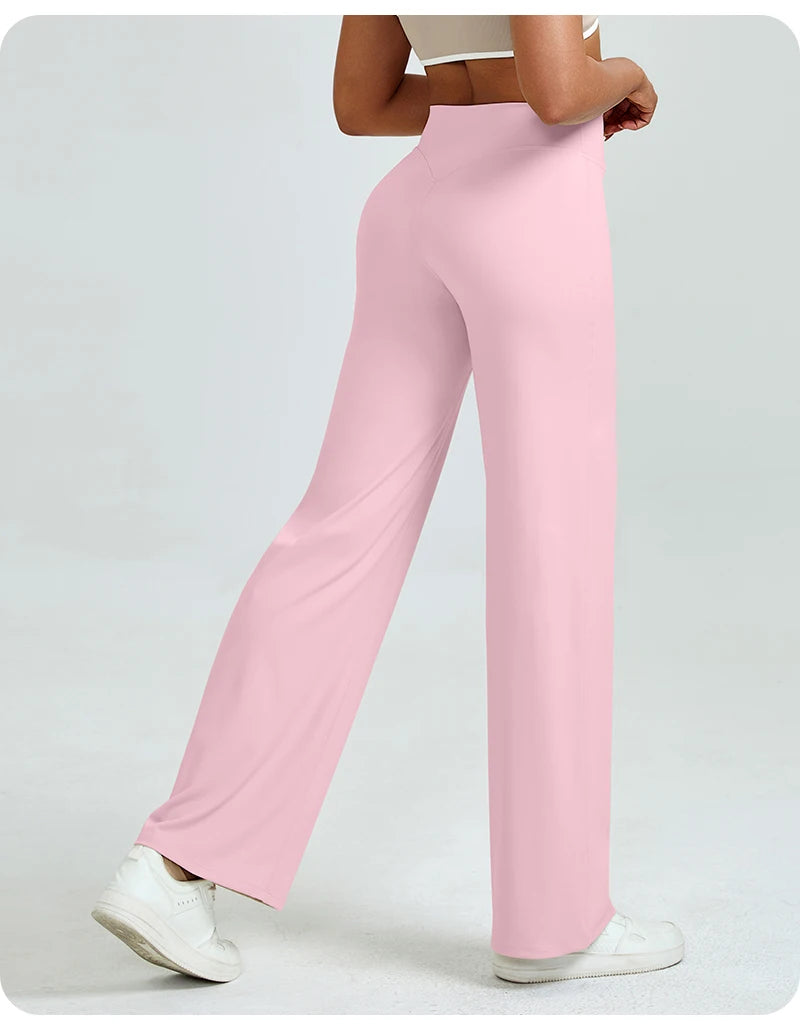 High Waisted Straight Leg Yoga Pants for Women, Naked Feeling Butt Lifting Loose Fit Workout Trousers, Slimming Gym Pants Beauty World Shop