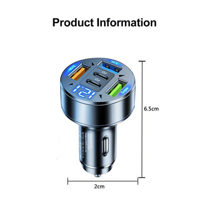 250W 5 Ports Car Charger Fast Charging PD QC3.0 USB C Car Phone Charger Adapter With Voltage For iPhone Samsung Huawei Xiaomi Beauty World Shop