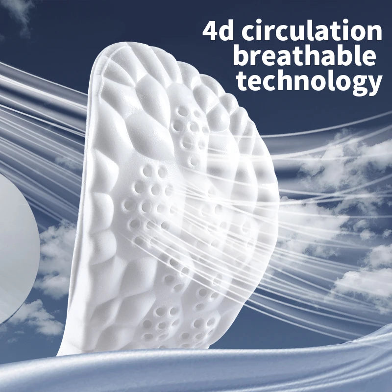 4D Cloud Technology Sports Insoles for Shoes PU Sole Soft Breathable Shock Absorption Cushion Running Orthopedic Care Insoles Beauty World Shop