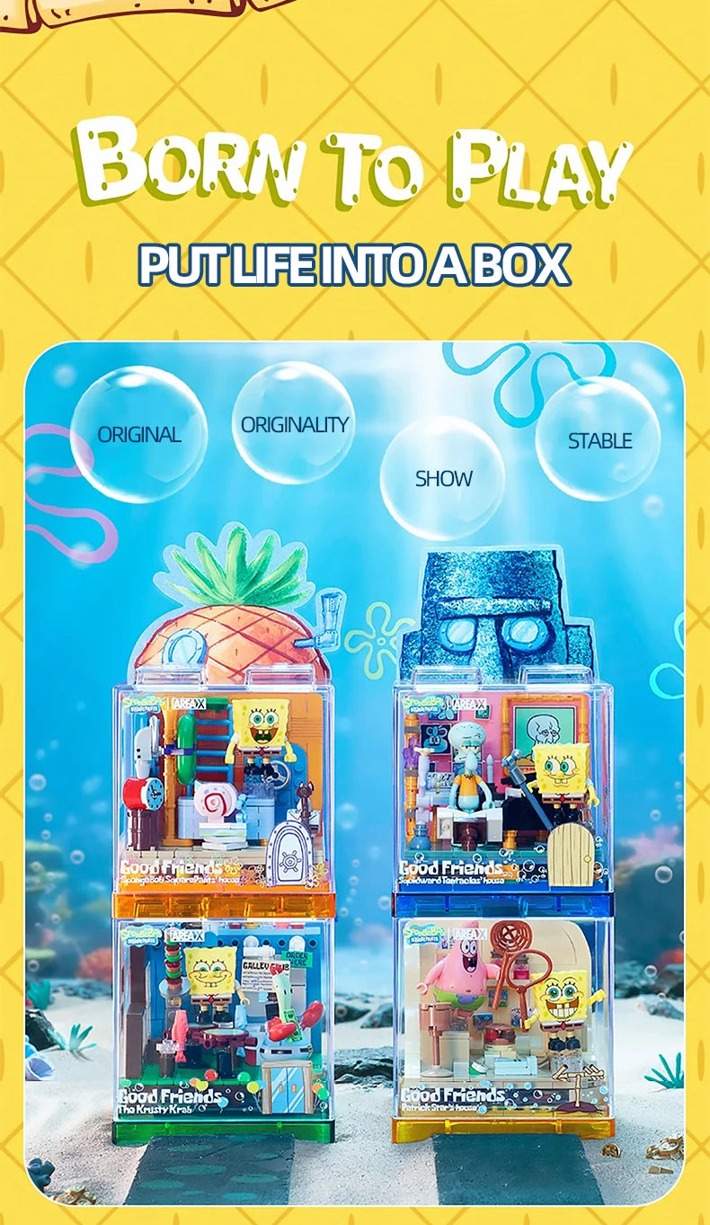 Spongebob Building Blocks Patrick Star Krusty Krab Squidward Tentacles Room Model Bricks Set Desktop Ornaments Kids Toys Gifts Beauty World Shop