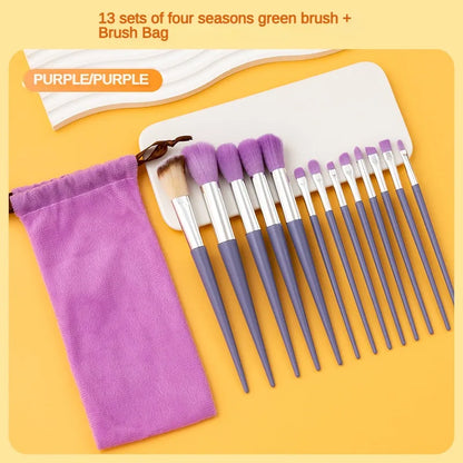 13purpleflower holly leaf makeup brush suit soft hair face powder highlight blush brush eye shadow brush full set of beauty tool Beauty Fashion