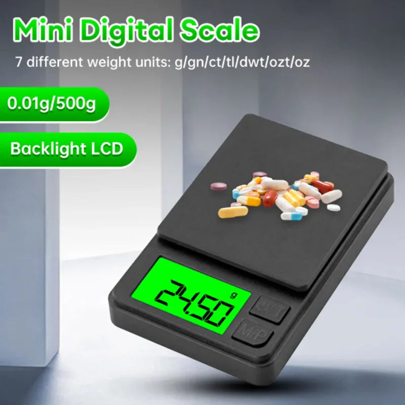 Precision Pocket Scale 1000g X 0.1g - Digital Gram, Food, Jewelry, Ounces/Grains Scale with Backlit LCD - Mini Scale for Travel Beauty World Shop