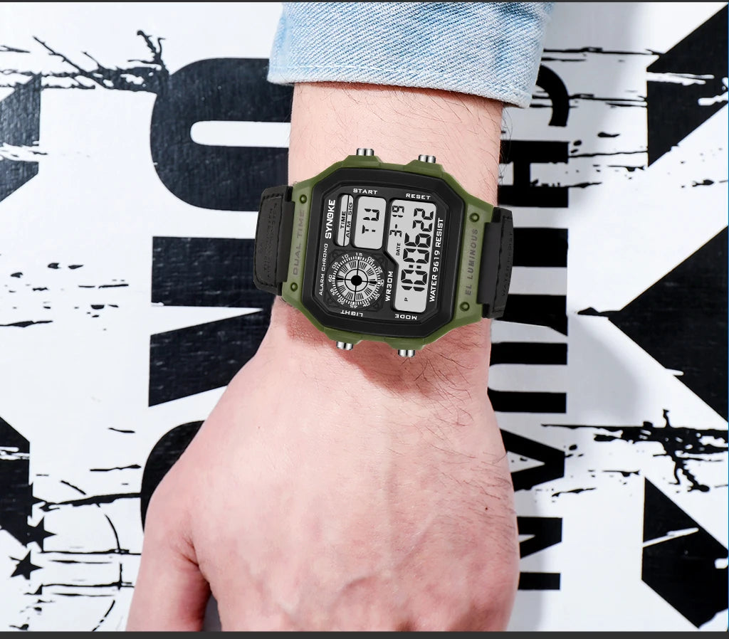 Synoke Outdoor Military Digital Watch For Men Fashion Retro Nylon Canvas Strap Sports Waterproof Watch Multifunctional Luminous Beauty World Shop