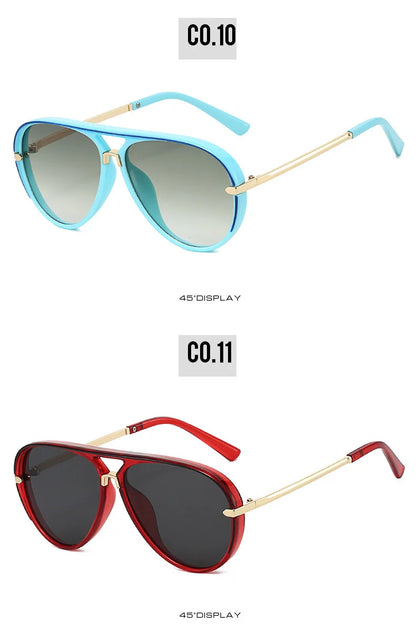 Trendy Oversized Pilot Sunglasses Women Men Vintage Retro Classic Designer Sun Glasses UV400 Protection Fashion Ladies Shades Beauty World Shop