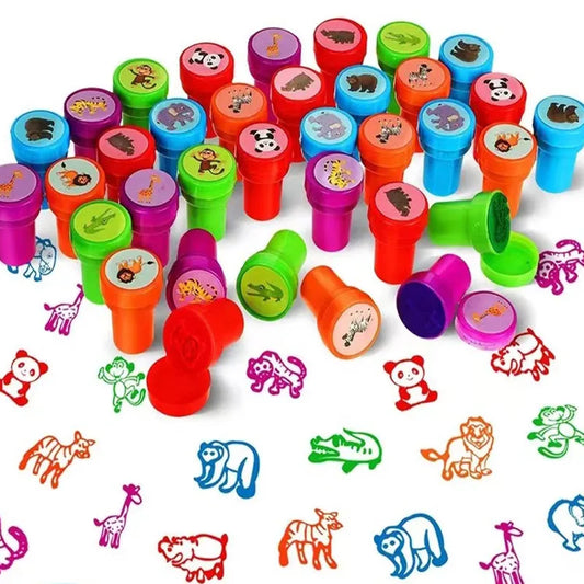 10pcs Assorted Stamps for Kids Self-ink Stamps Children Toy Stamps Smiley Face Seal Scrapbooking DIY Painting Photo Album Decor Beauty Fashion