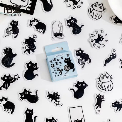 45Stickers / Box Kitten Notebook Boxed Stickers Cartoon Cute Decorative Photo Album Diy Stickers Growth Manual Beauty World Shop