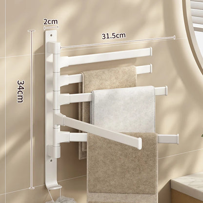 Bathroom Towel Rack Rotatable Towel Holder Space Aluminum 2/3/4/5-Bar Towel Hanger Kitchen Shelf Paper Hanging Wall Mounted Beauty World Shop