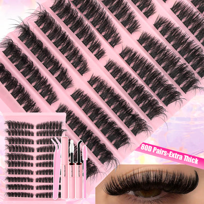 DIY Lash Extension Kit Clusters Individual Eyelashes Kit 9-16mm with Bond and Seal Wispy Natural Mange Lashes Beauty World Shop
