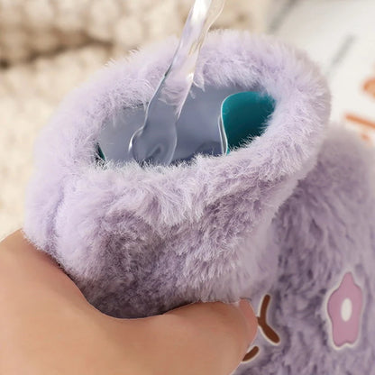 Cartoon Plush Rabbit Bear Hot Water Bottle Water Filling Velvet Small Portable Student Hand Warmer Cute Warm Water Bag Beauty World Shop