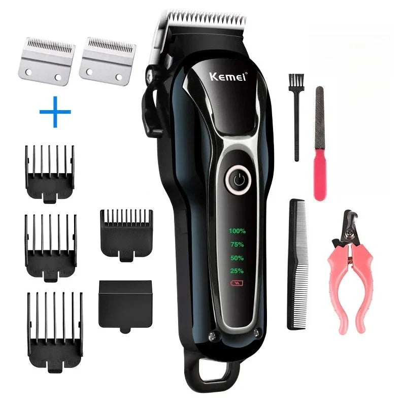 Kemei Rechargeable Professional Dog Hair Trimmer for Cat Cutter Grooming Machine Hair Remover Animal Hair Clipper for Pet Beauty Trend Shop