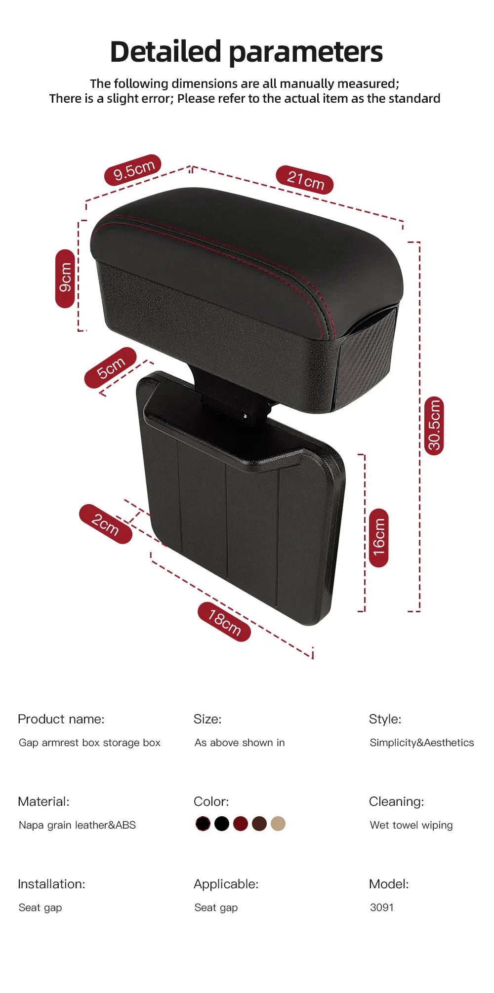 Height Adjustable Car Center Console Gap Storage Organizer with Liftable Tray Elbow Support Armrest Pad for SUV Sedan Beauty World Shop