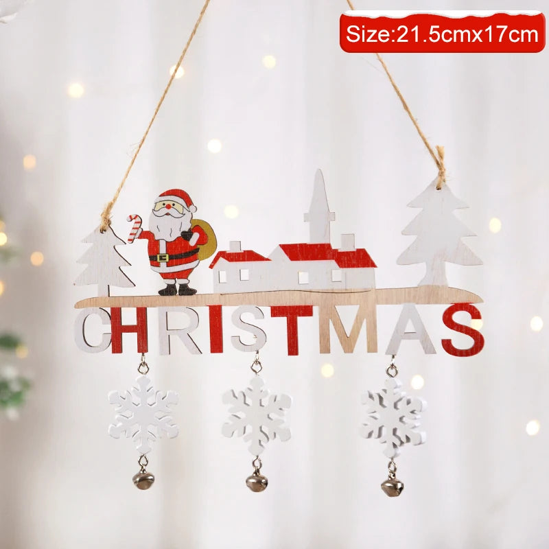 Gnome Santa Claus Wooden Hanging Ornament 2024 Merry Christmas Decoration for Home Door Xmas Tree Pendants Navidad New Year 2025 Beauty World Shop