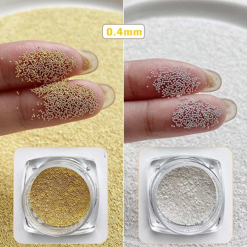 0.4mm-1.5mm 3D Steel Tiny Nail Art Decoration Gold Silver Steel Ball Nail Art Caviar Beads Nails Beads DIY Jewelry Accessories Beauty World Shop