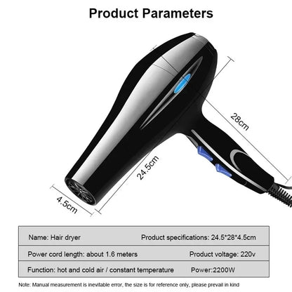 2200W Hair Dryer Professional Powerful Hair Dryer Fast Heating Hot and Cold Adjustment Ionic Air Blow Dryer with Air Collecting Beauty World Shop