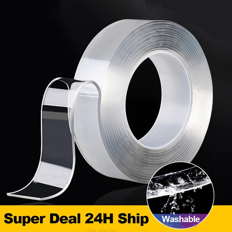 Nano Tape Super Strong Double-Sided Adhesive Tape Transparent Reusable Waterproof Tapes Heat Resistance Bathroom Home Decoration Beauty World Shop