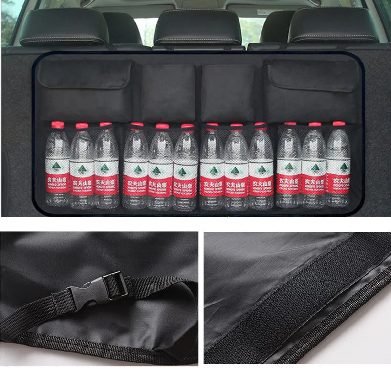 Car Trunk Organizer Adjustable Backseat Storage Bag Net High Capacity Multi-use Oxford Automobile Seat Back Organizers Universal Beauty World Shop