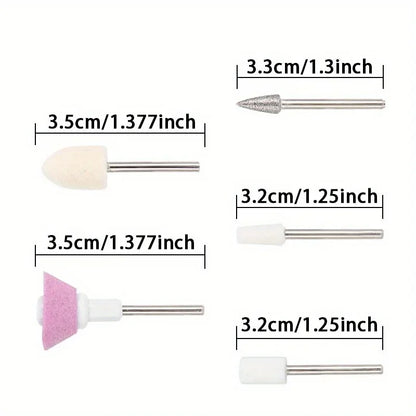 Professional 6-in-1 Electric Nail Drill Set - Nail File Pen for Filing, Polishing & Exfoliating