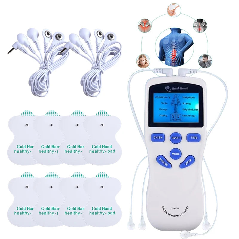 EMS Dual Channel Massager Electric Muscle Stimulator Tens Machine Body Massage Full Body with Electrodes Pads Accessories Beauty World Shop