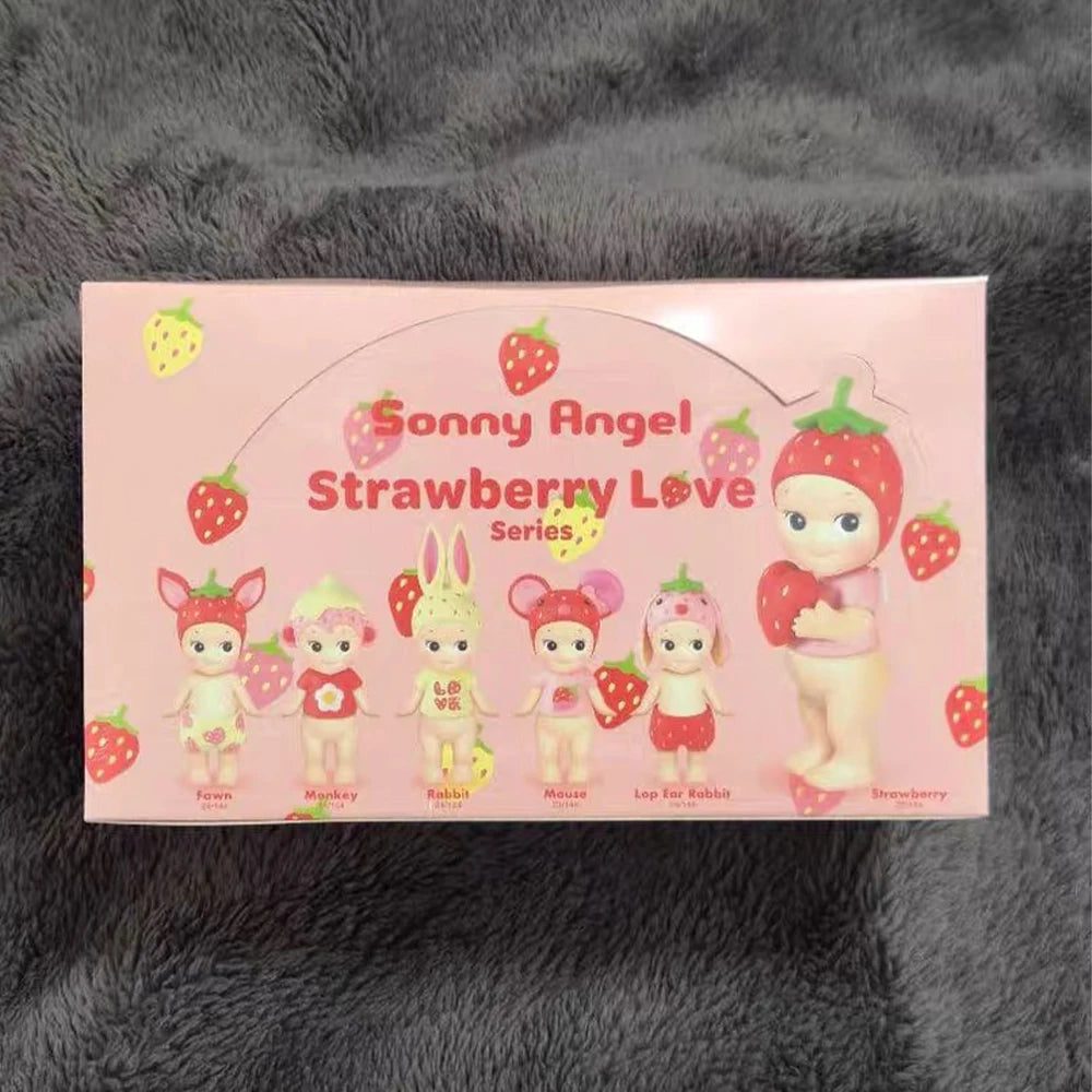 Genuine Sonny Angel Strawberry Love Series Cute Collectible Blind Box Dolls Desktop Decorations Surprise Fan Birthday Gift Toy Beauty World Shop