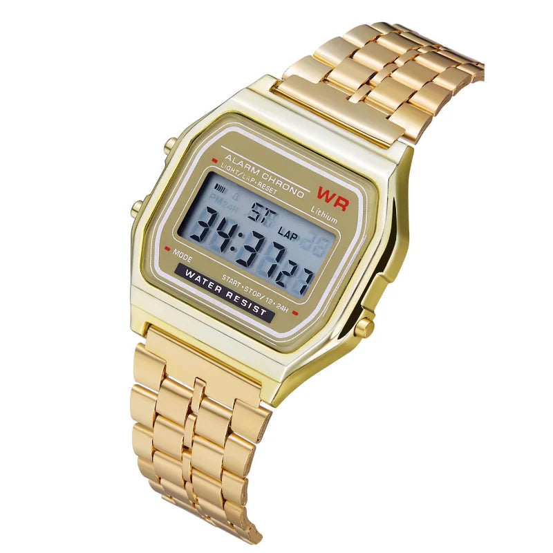 F91W Non-Waterproof Steel Band Watch For Women, Men, Business Clock, Multi-Functional LED Digital Sports Watch, Electronic Clock Beauty World Shop
