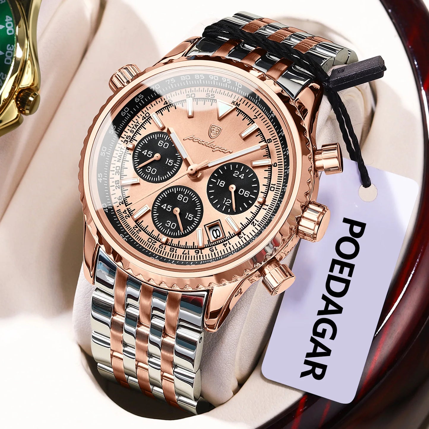 POEDAGAR Luxury Fashion Men Watch Stainless Steel Waterproof Luminous Quartz Male Clock Date Chronograph Military Men's Watches Beauty World Shop
