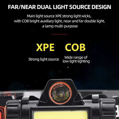Rechargeable COB LED USB Headlamp Strong Magnetic Powerful Headlight Super Bright Waterproof Head Torch For Outdoor Fishing Beauty World Shop