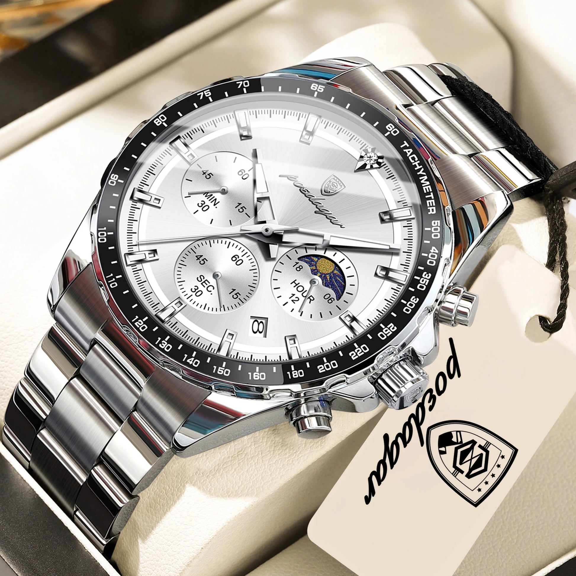 POEDAGAR Business Brand Man Wristwatch Waterproof Stainless Steel Luminous Men Watch Chronograph Date Men's Quartz Watches Reloj Beauty World Shop