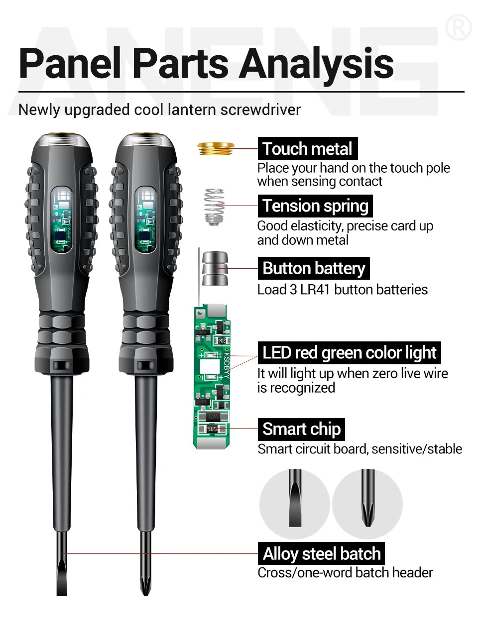 Multifunctional Electrician Test Screwdriver AC Non-contact Induction Test Pen Voltage Tester 70-600V Red Green Induction Lights Beauty World Shop