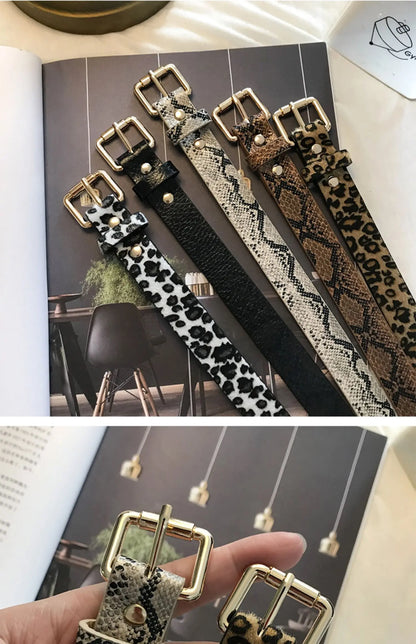 Hot Sale New Fashion Customized PU Leather Leopard Snake Print Slim Belt For Women Beauty World Shop