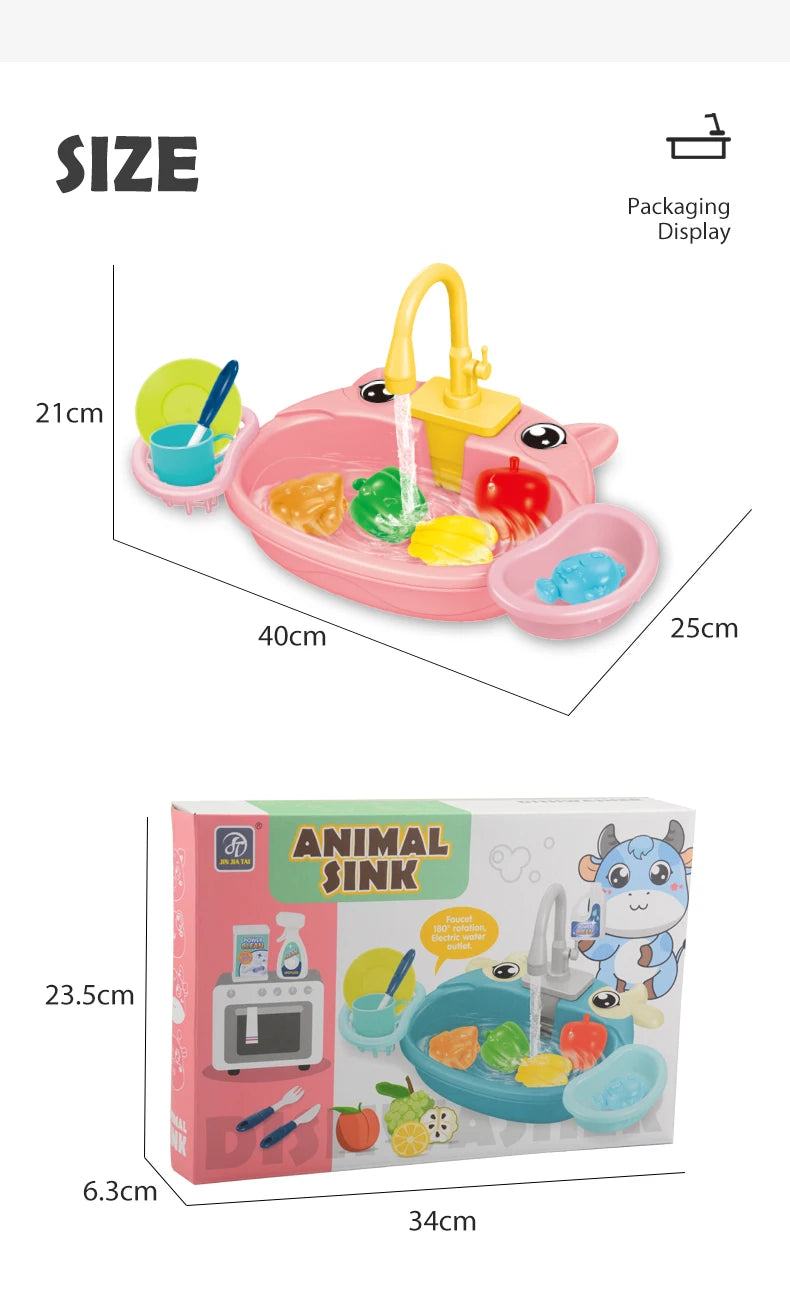 Dishwasher Toys, Kitchen Sink Electric Playing with Running Water  Automatic Water Cycle System Simulated kitchen accessories Beauty World Shop