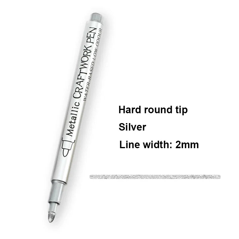 2/1Pc Brush Metallic Marker Pens Gold Silver Color Permanent Art Marker For Manga Crafts Scrapbooking School Stationery Supplies Beauty World Shop