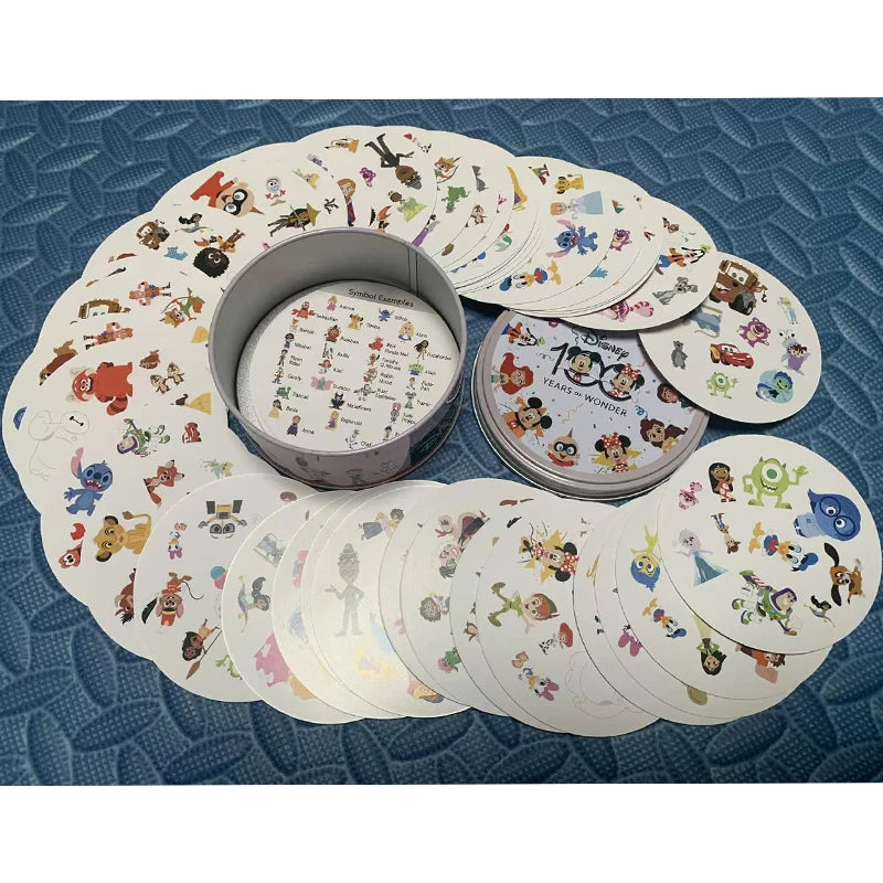 Disney Card Board Game 100th Anniversary Iron Box Card Frozen Princess 2 to 8 Player Family Holidays Camping Christmas Kids Gift Beauty World Shop