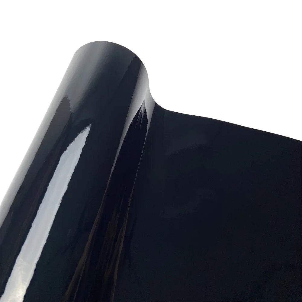Black Vinyl Wrap Bright Shiny Auto Body Stickers Self-adhesive Gloss Car Wrapping Vinyl Air Release Glossy Black Car Foil Film Beauty World Shop