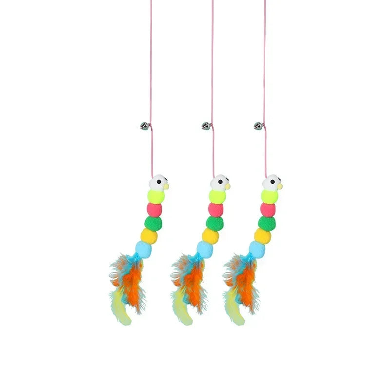 7pcs Random Cat Toy Swing Sticky Disc Elastic Hanging Door Teasing Cat Rope Long Rope Teasing Cat Cat Toy Cat Accessories